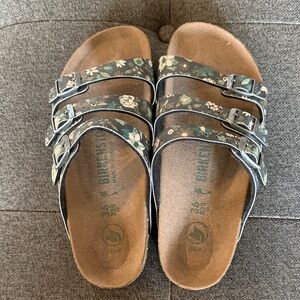 Birkenstock Black Floral Sandals